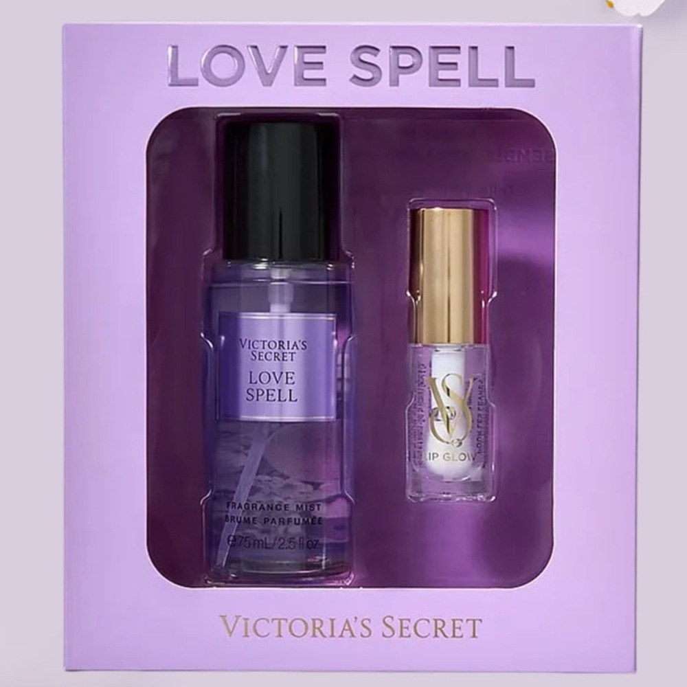 Victoria's Secret Love Spell Fragrance & Lip Gloss Set - Lavender Purple NEW